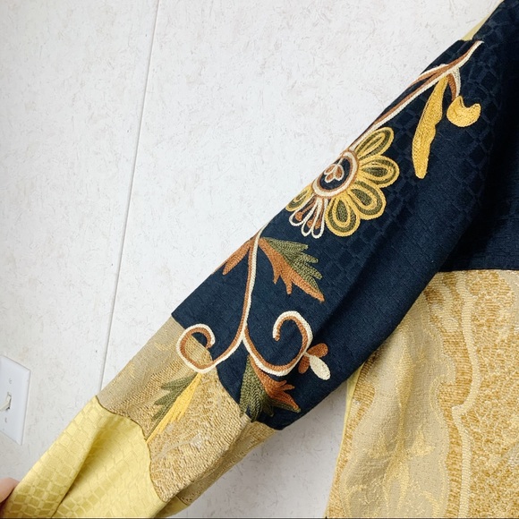 Vintage Indigo Moon boho sunflower patchwork jacket floral retro bohemian - Picture 10 of 12